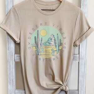 Desert vibes T-shirt, boho Graphic tee, Cactus print shirt, Nature-inspired